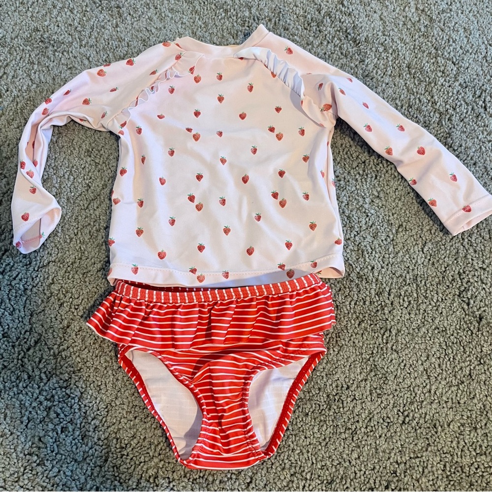 Strawberry Print Kids Swim Set